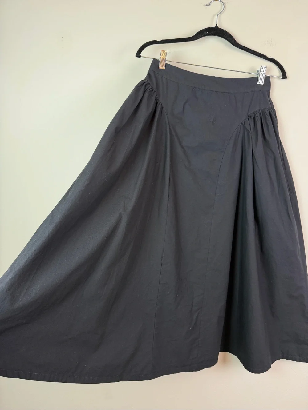 Free People Katia Maxi Skirt in Black Cotton Poplin Size 0